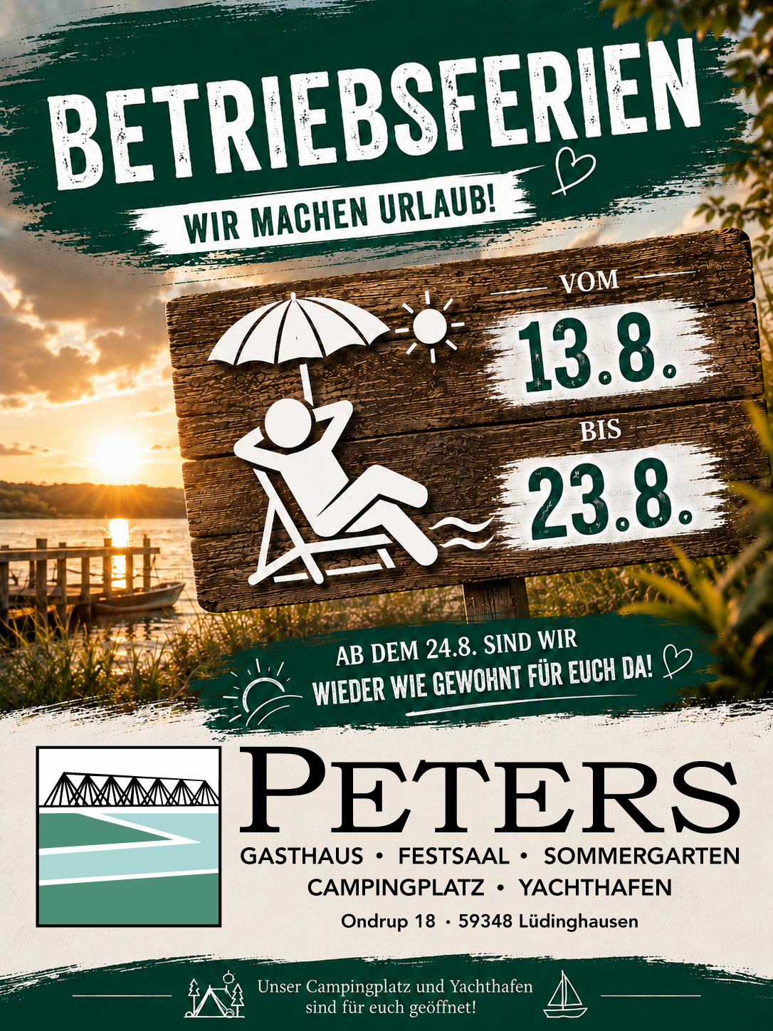 Betriebsferien Gasthaus Peters